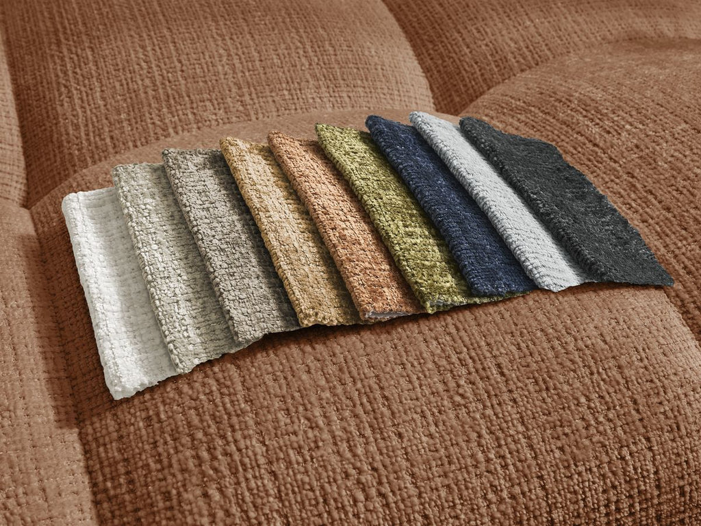 Anakin - Canapé Panoramique Fixe - Tissu Texturé - 10 Coussins