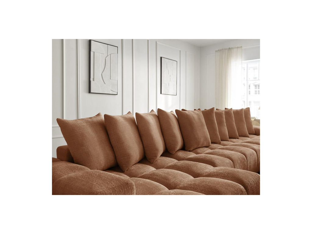 Anakin - Canapé Panoramique Fixe - Tissu Texturé - 10 Coussins