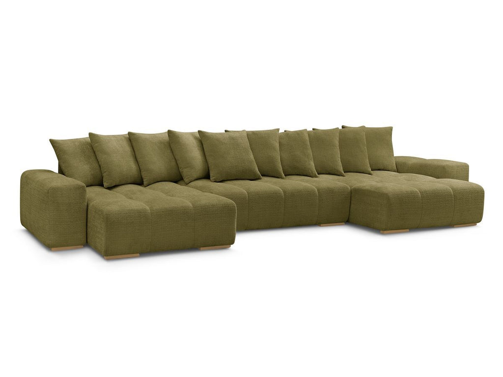Anakin - Canapé Panoramique Fixe - Tissu Texturé - 10 Coussins