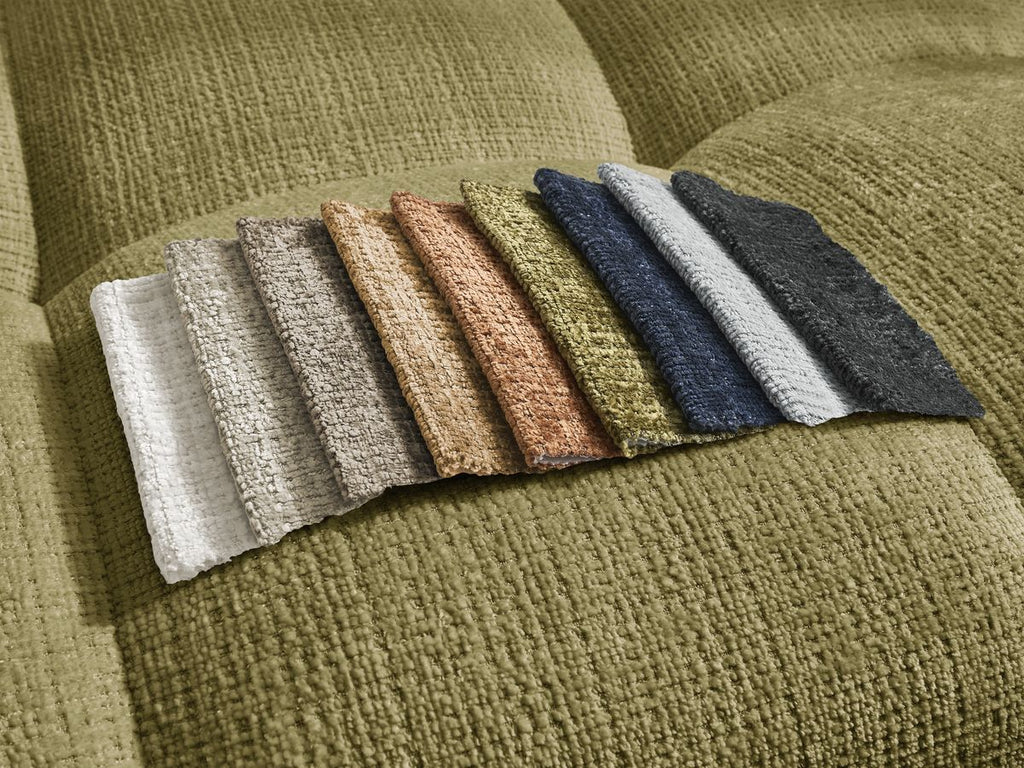 Anakin - Canapé Panoramique Fixe - Tissu Texturé - 10 Coussins
