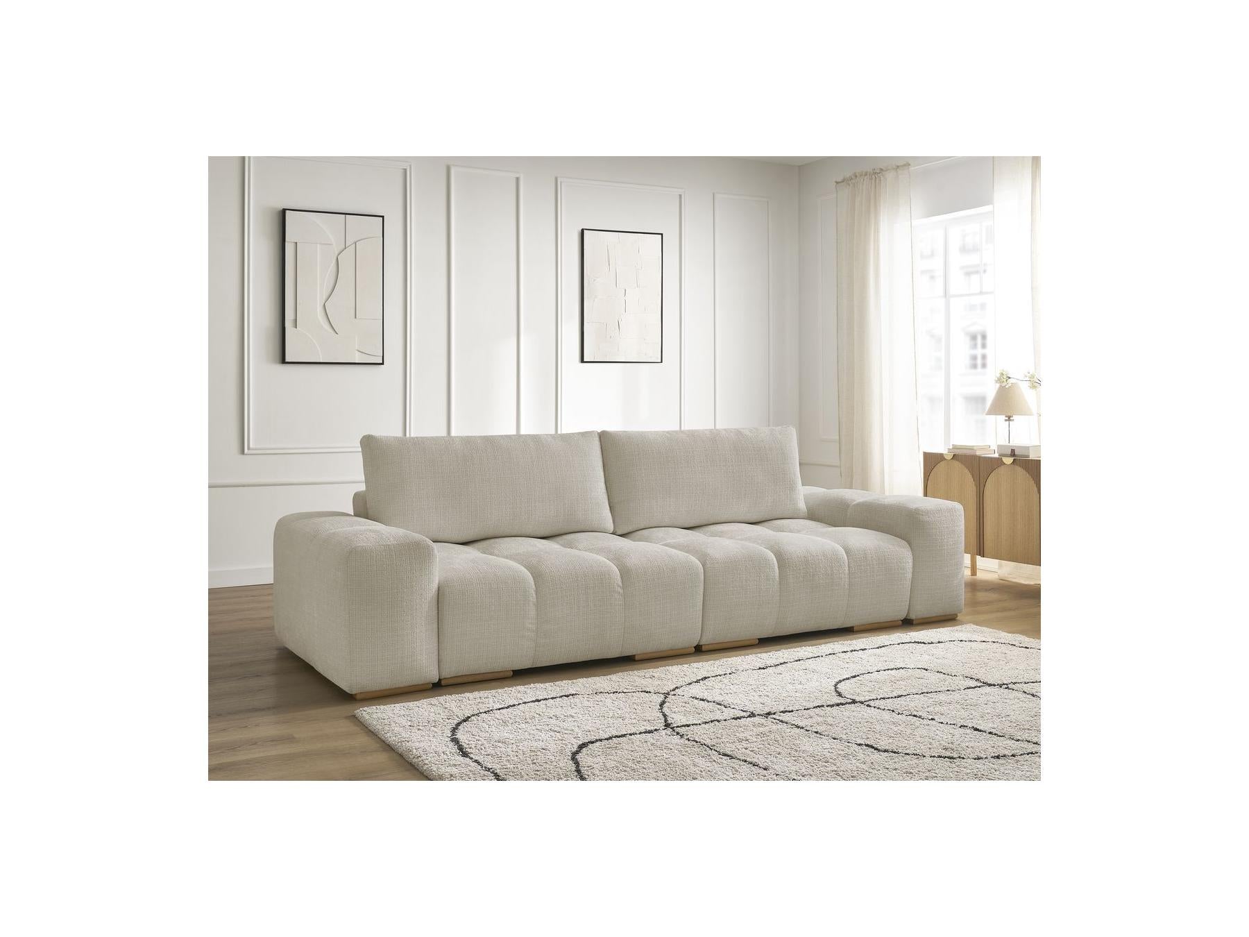 Anakin - Fixed 3-Seater Straight Sofa - Textured Fabric - 2 Cushions