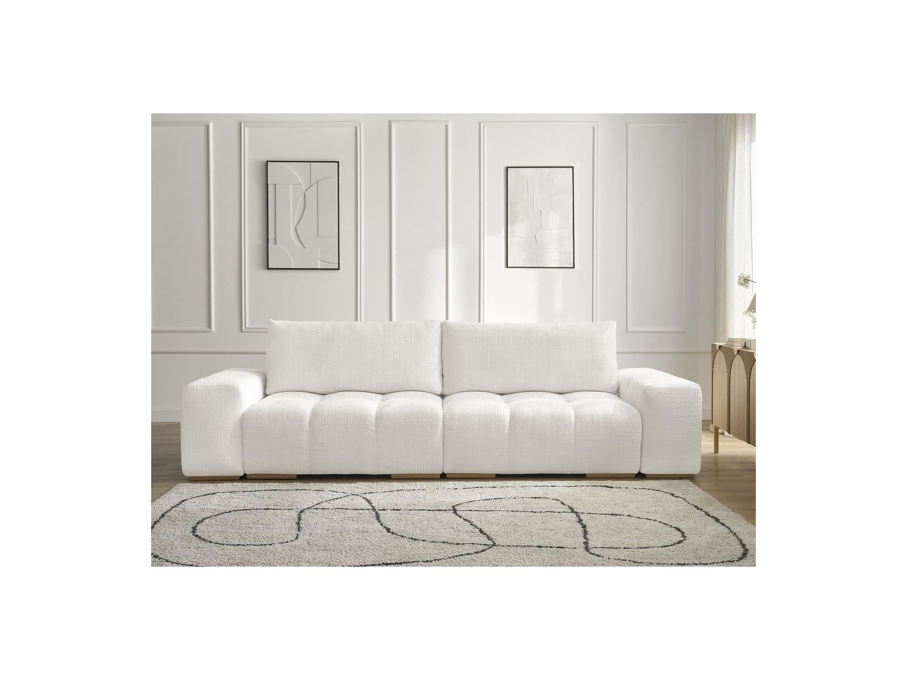 Anakin - Fixed 3-Seater Straight Sofa - Textured Fabric - 2 Cushions