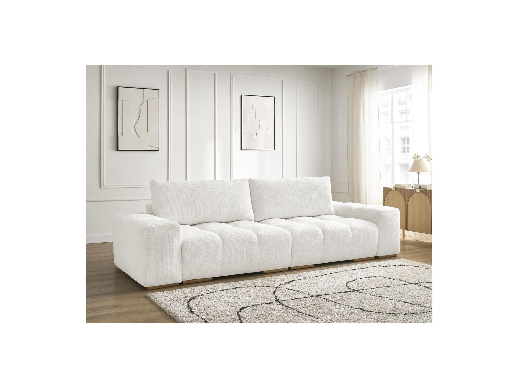 Anakin - Fixed 3-Seater Straight Sofa - Textured Fabric - 2 Cushions