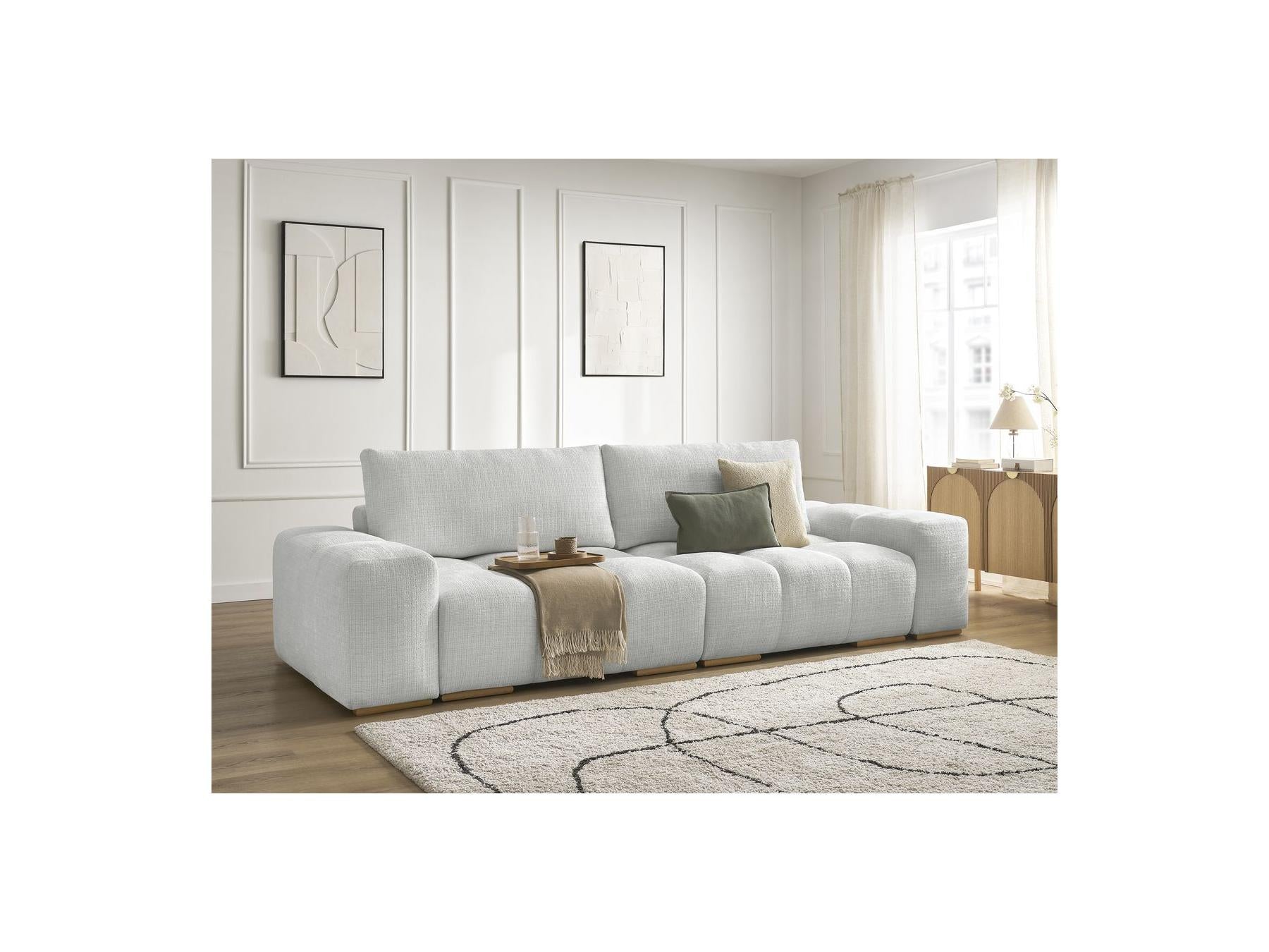 Anakin - Fixed 3-Seater Straight Sofa - Textured Fabric - 2 Cushions