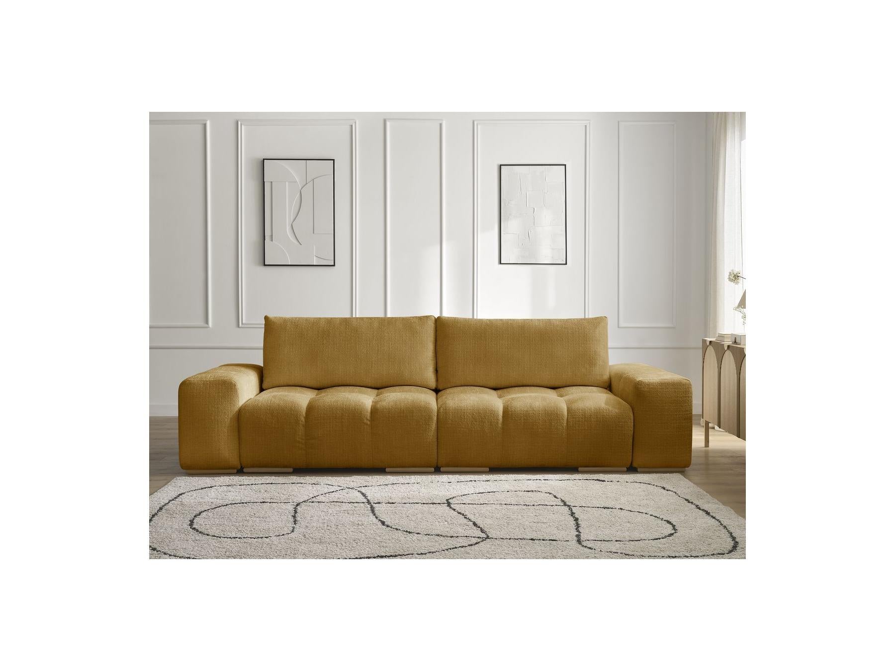 Anakin - Fixed 3-Seater Straight Sofa - Textured Fabric - 2 Cushions