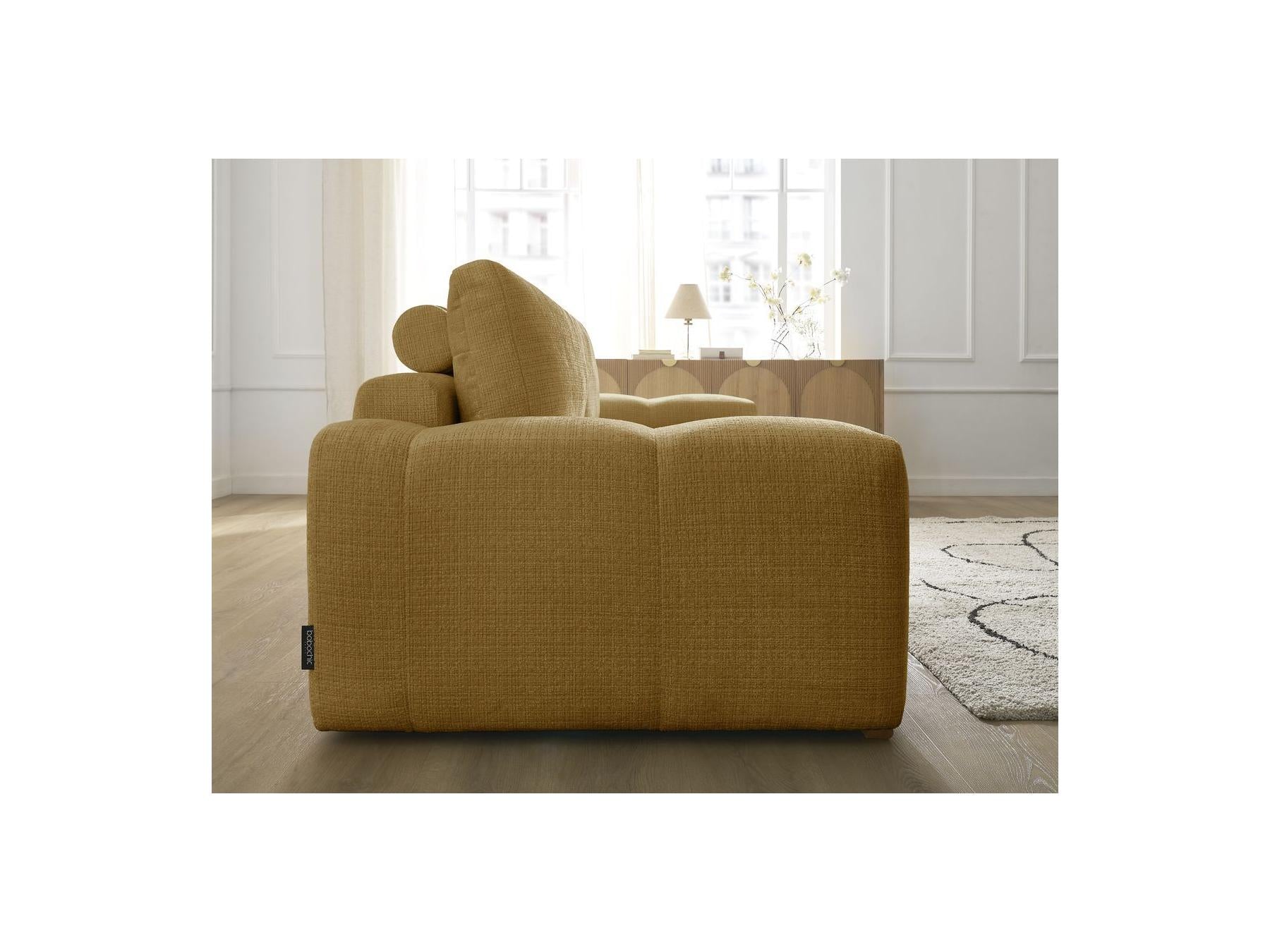 Anakin - Fixed 3-Seater Straight Sofa - Textured Fabric - 2 Cushions