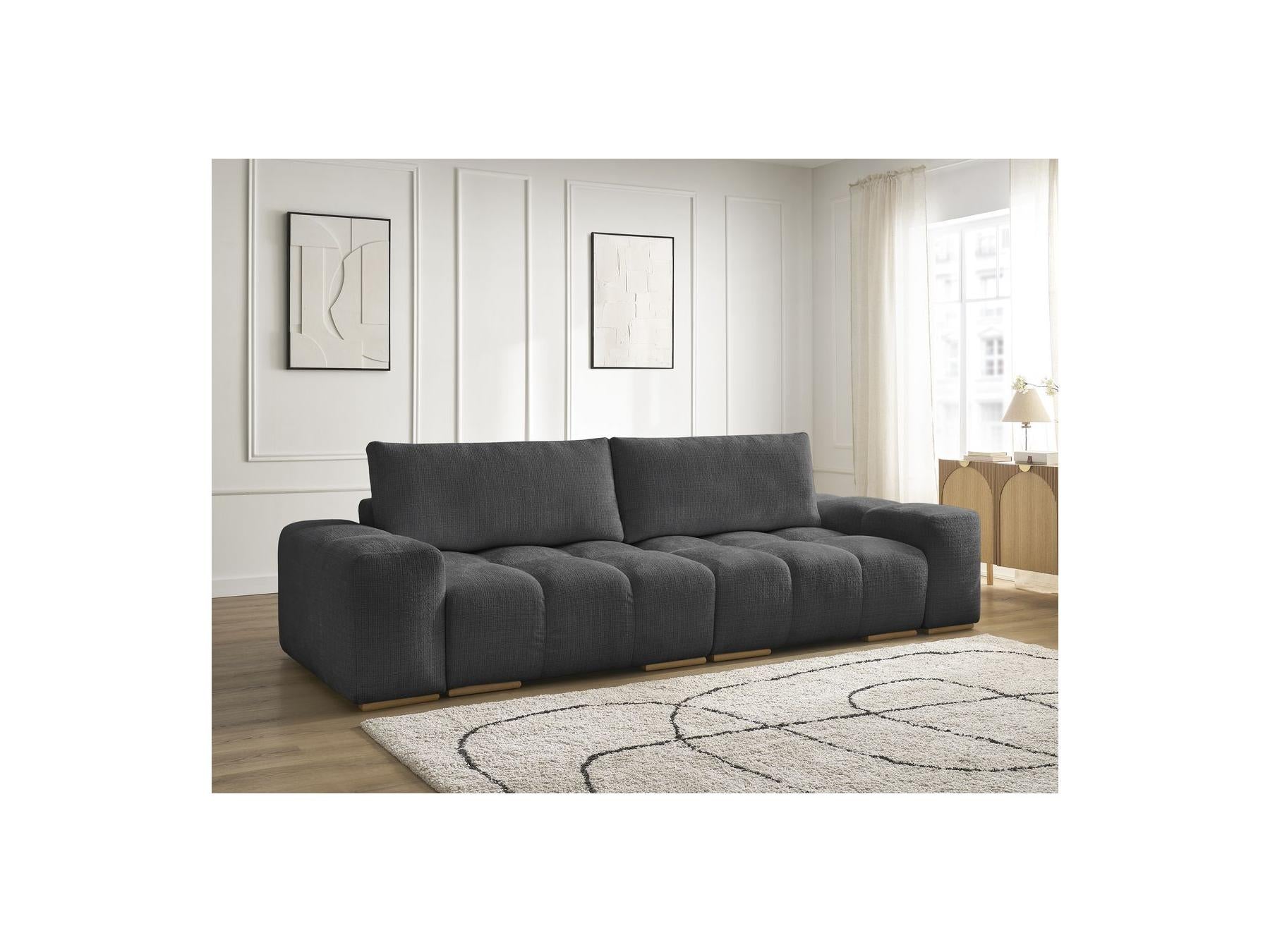 Anakin - Fixed 3-Seater Straight Sofa - Textured Fabric - 2 Cushions