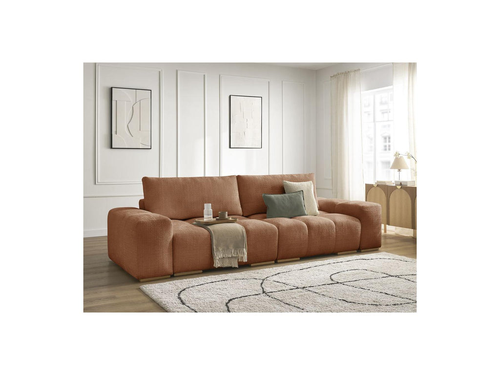 Anakin - Fixed 3-Seater Straight Sofa - Textured Fabric - 2 Cushions