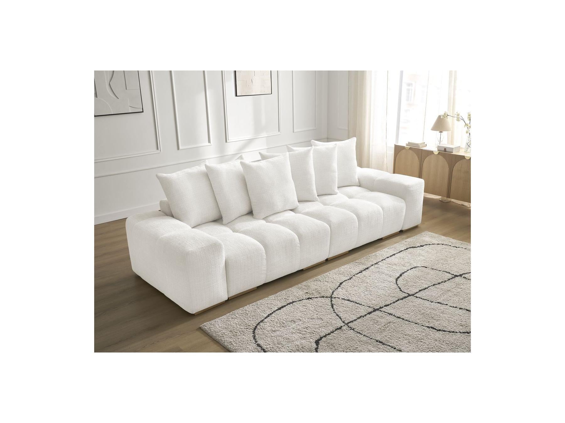 Anakin - Fixed Straight 3-Seater Sofa - Textured Fabric - 6 Cushions