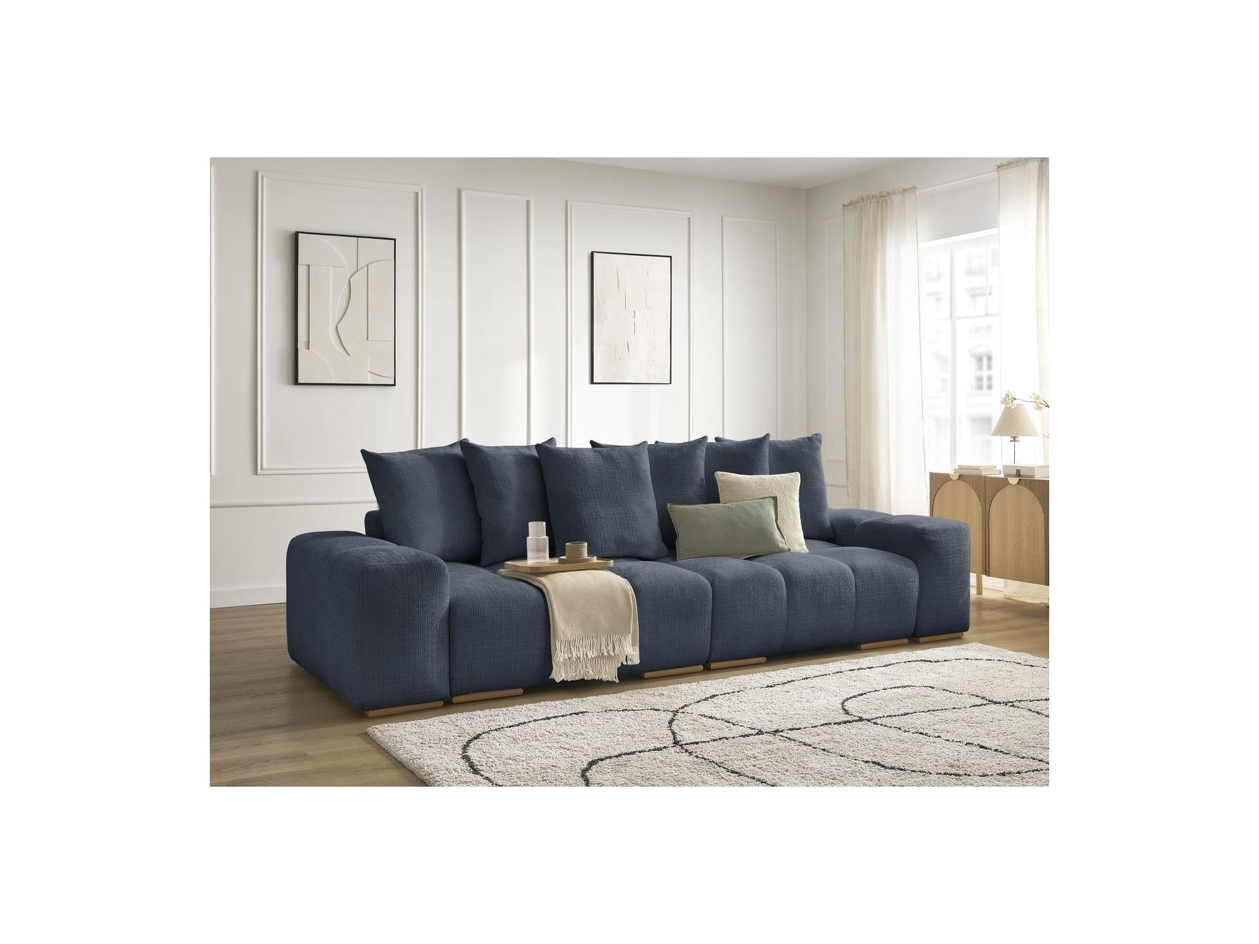 Anakin - Fixed Straight 3-Seater Sofa - Textured Fabric - 6 Cushions