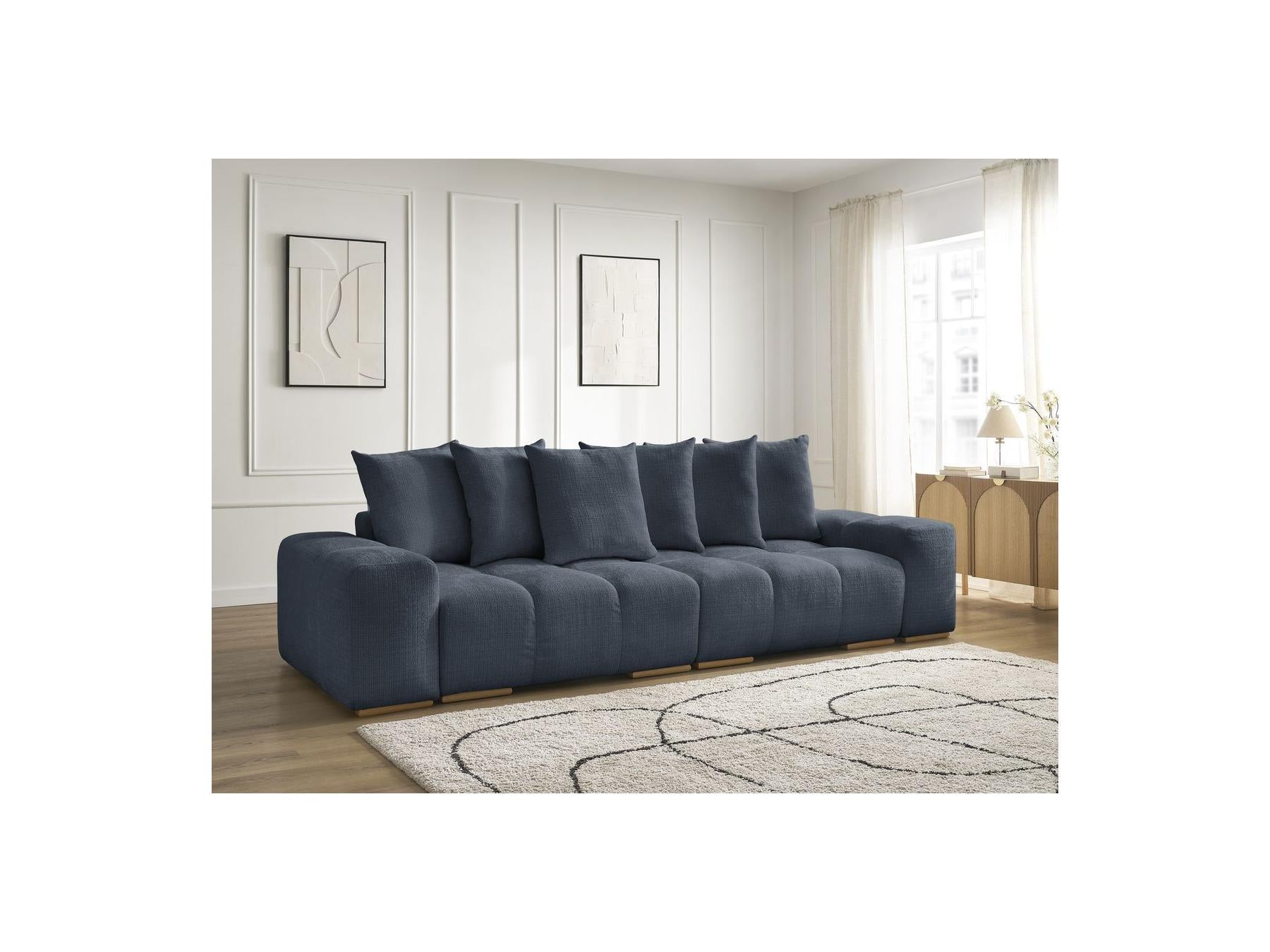 Anakin - Fixed Straight 3-Seater Sofa - Textured Fabric - 6 Cushions