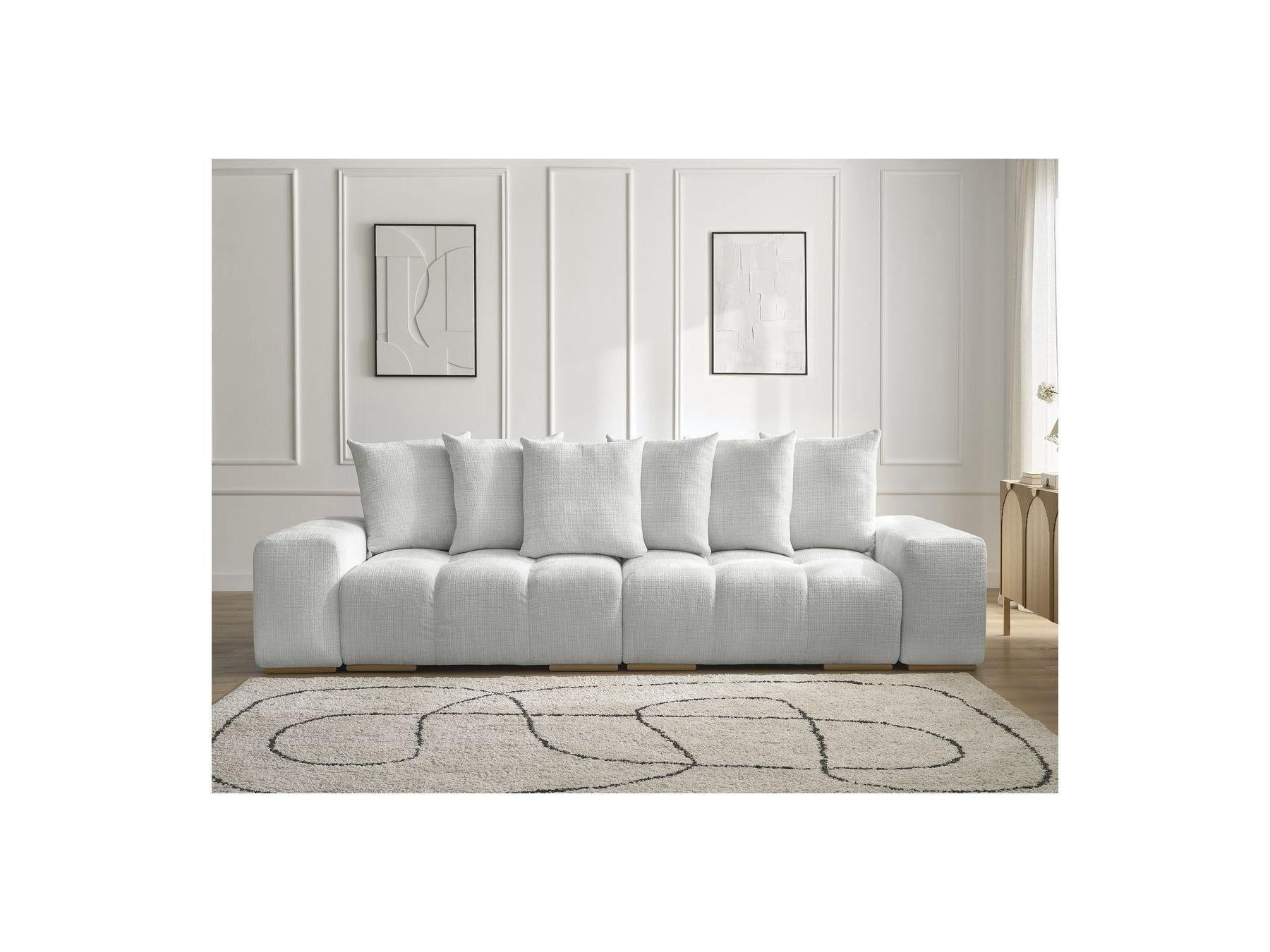 Anakin - Fixed Straight 3-Seater Sofa - Textured Fabric - 6 Cushions