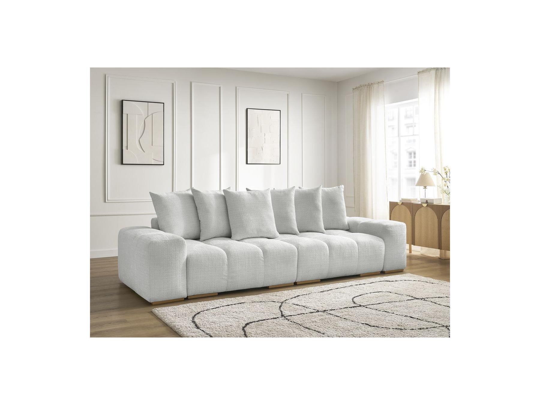 Anakin - Fixed Straight 3-Seater Sofa - Textured Fabric - 6 Cushions