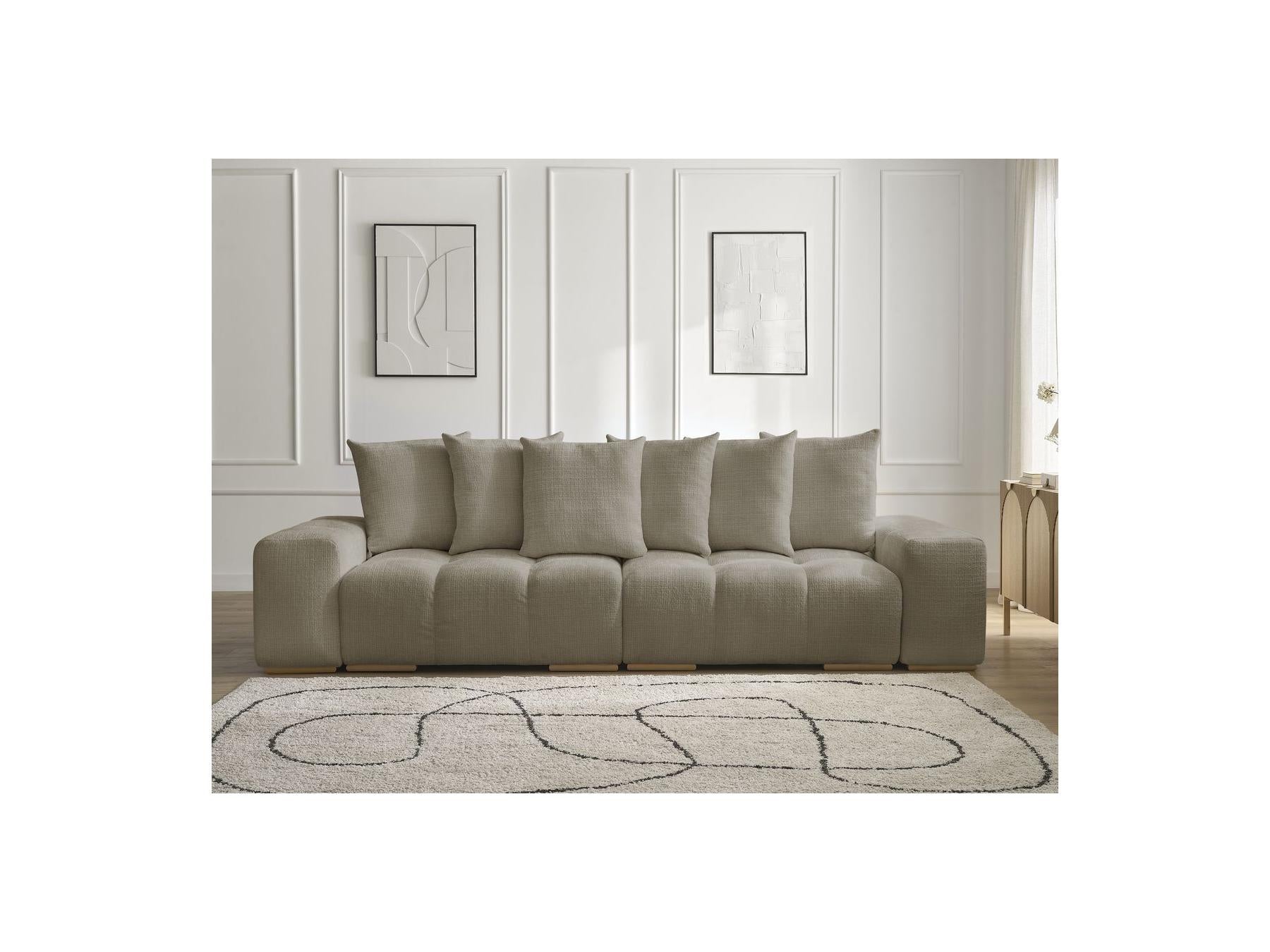 Anakin - Fixed Straight 3-Seater Sofa - Textured Fabric - 6 Cushions
