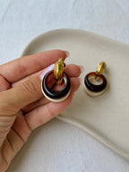 Trifari Vintage Earrings - Amber And Ivory Drops