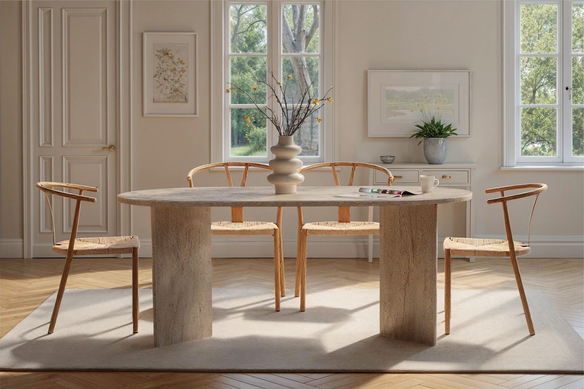 Sablin - Table à Manger - Travertine
