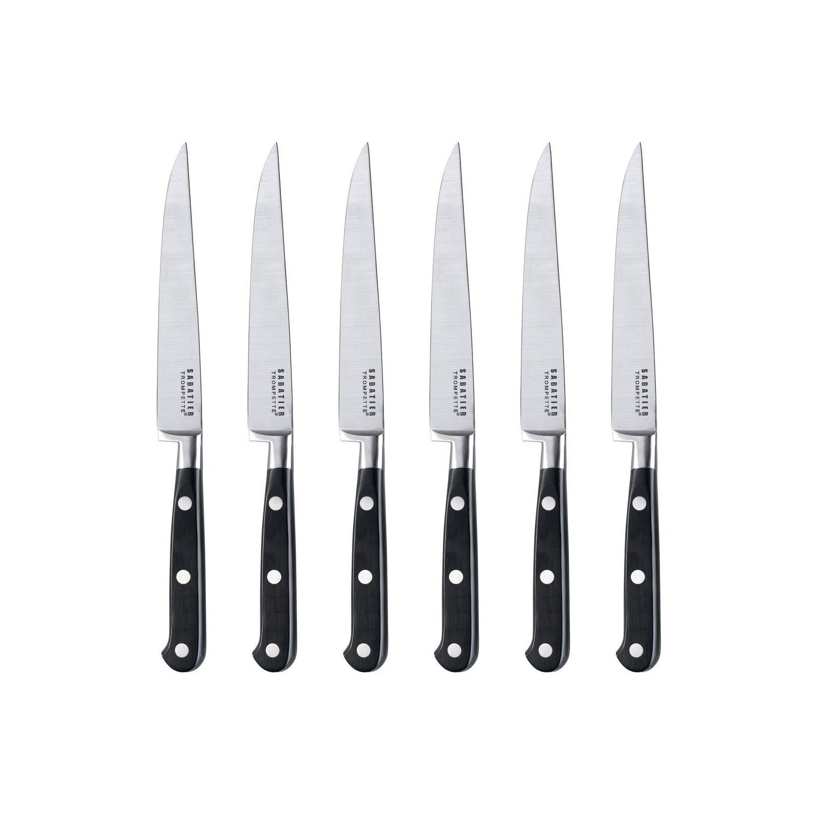 Sabatier Trompette - 6 cuchillos para carne de hoja lisa