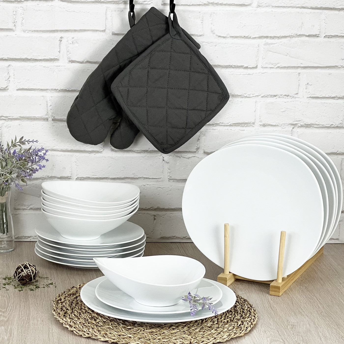 Sven Blanc - Coffret 6 Assiettes Plates - Porcelaine - Blanc
