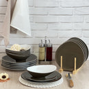 Sven Taupe Foncé - Service 18 Pièces - Porcelaine - Taupe