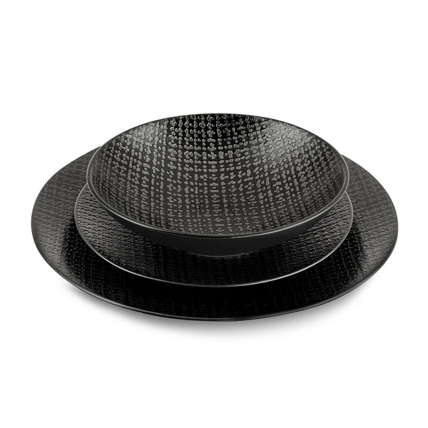 Black Tweed - 18 Piece Service - Stoneware - Black