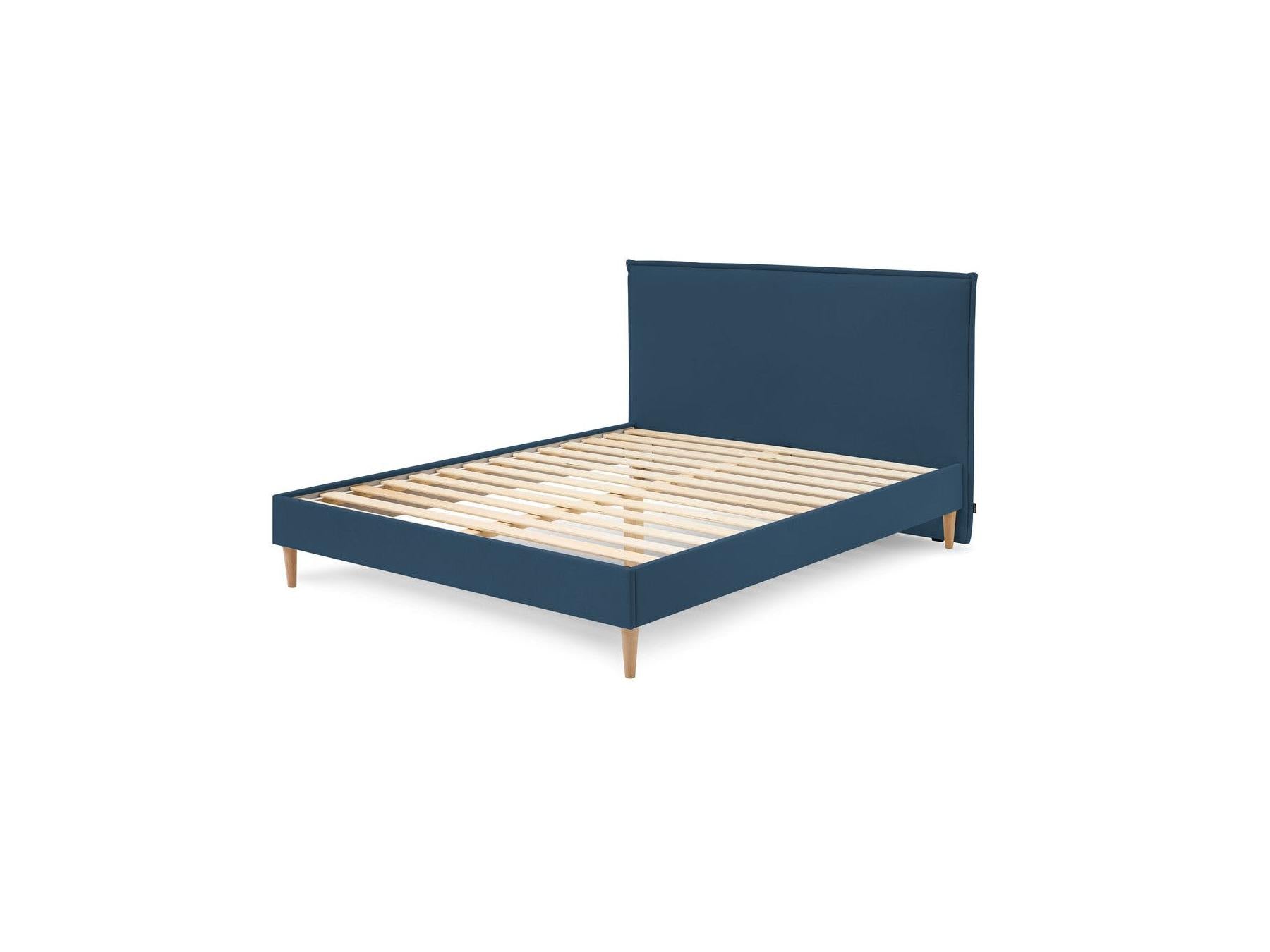 Sary - Bed with Solid Slats - Natural Wooden Legs
