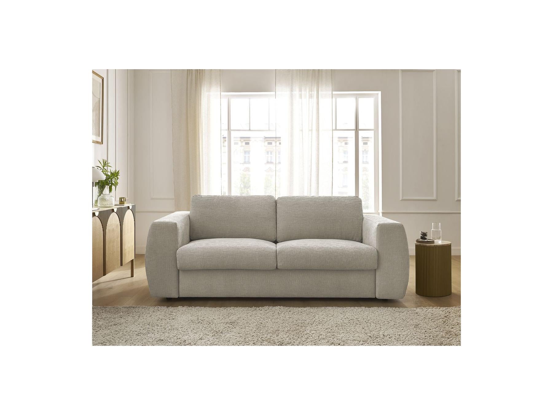 Hugo - Canapé Droit Convertible Ouverture Express - Tissu Texturé - 140X190