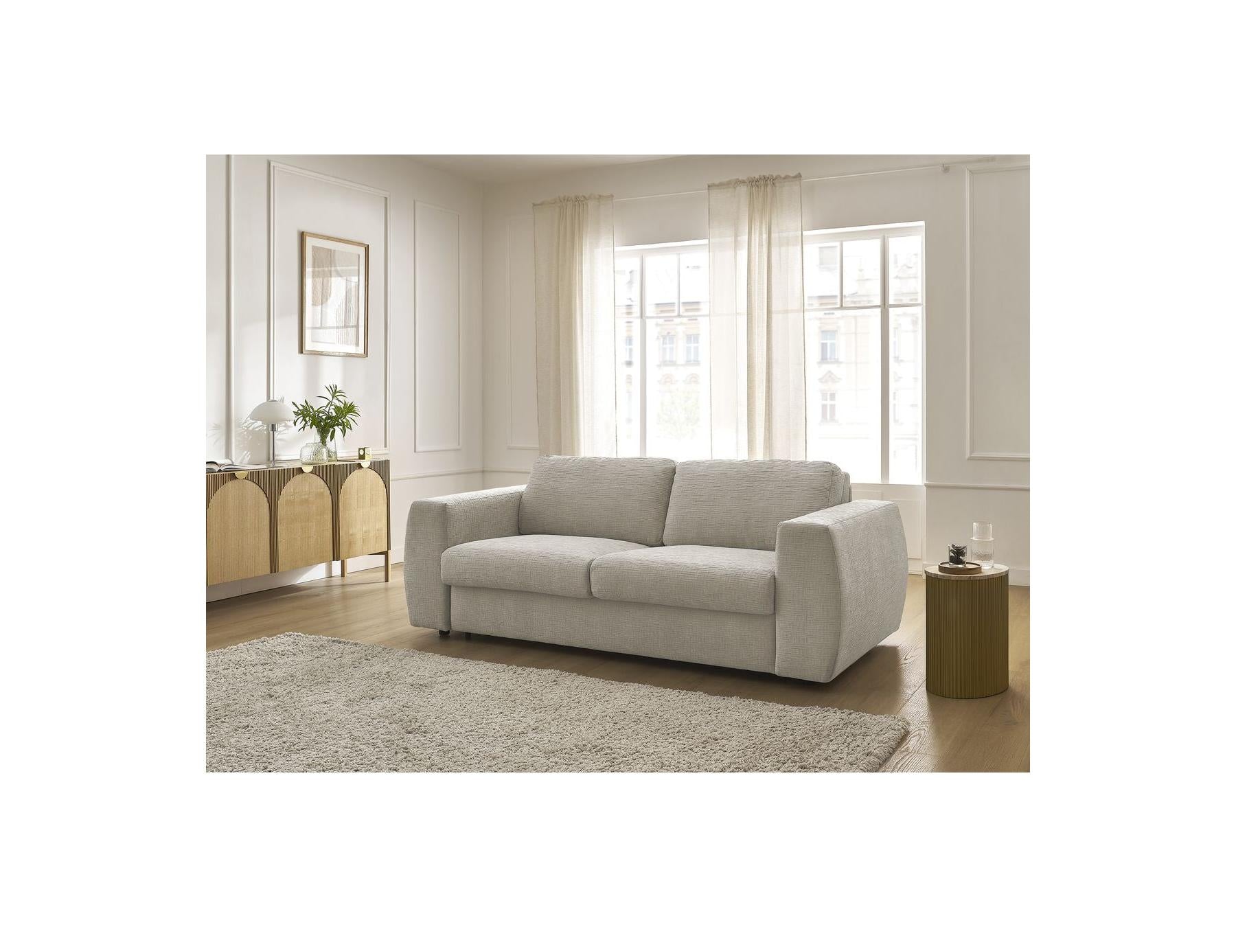 Hugo - Canapé Droit Convertible Ouverture Express - Tissu Texturé - 140X190