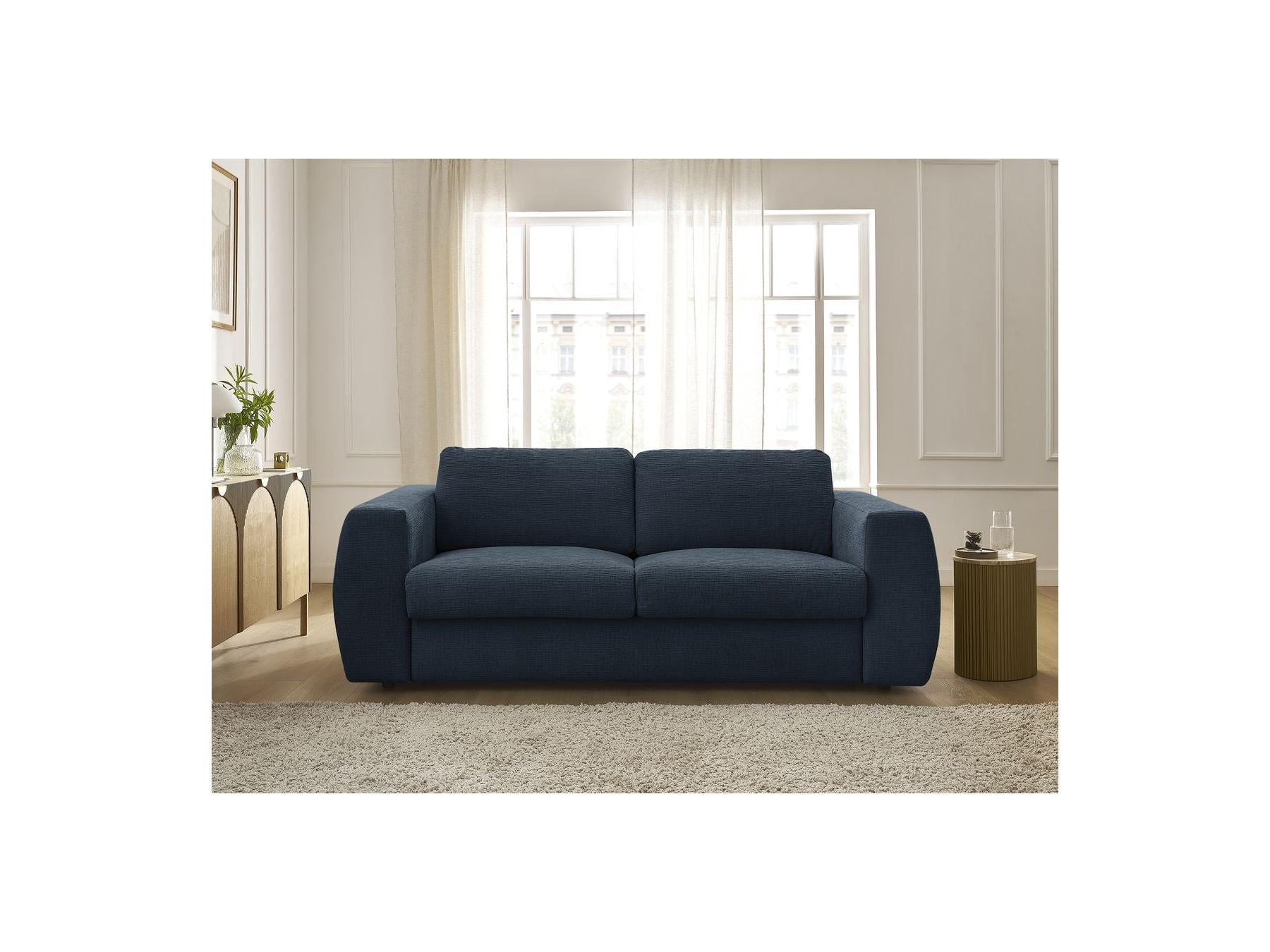 Hugo - Canapé Droit Convertible Ouverture Express - Tissu Texturé - 140X190