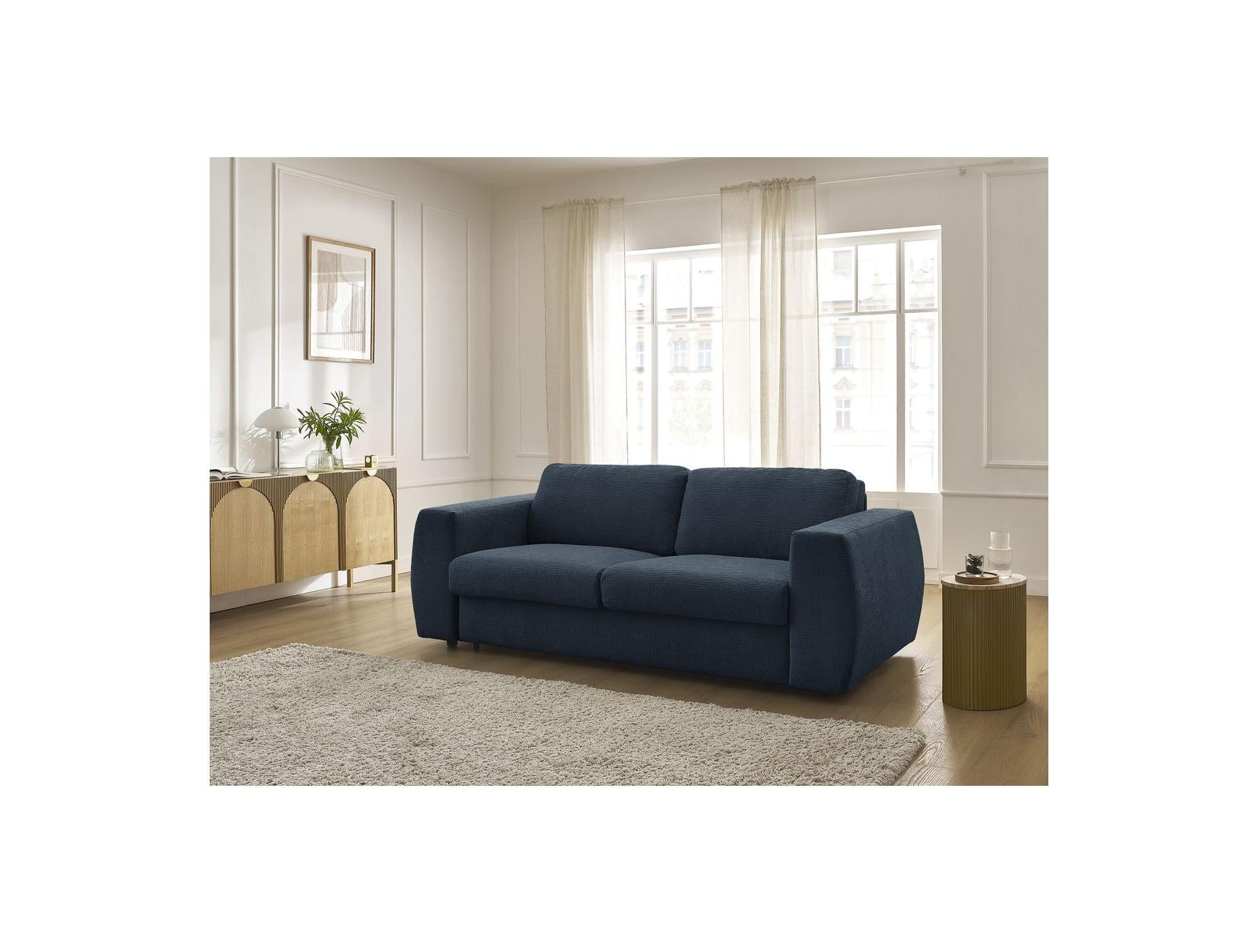 Hugo - Canapé Droit Convertible Ouverture Express - Tissu Texturé - 140X190