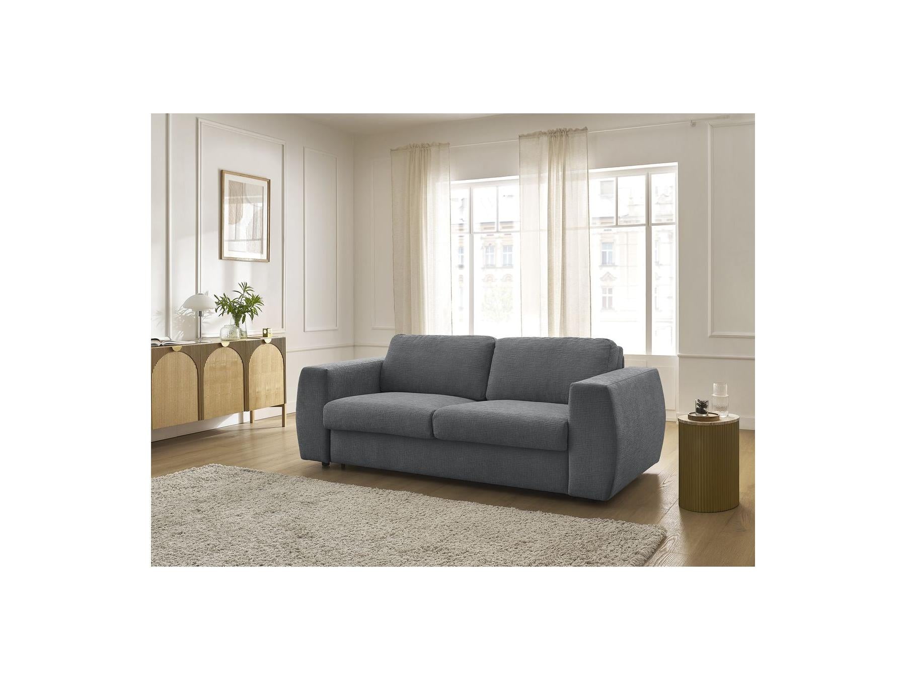 Hugo - Canapé Droit Convertible Ouverture Express - Tissu Texturé - 140X190