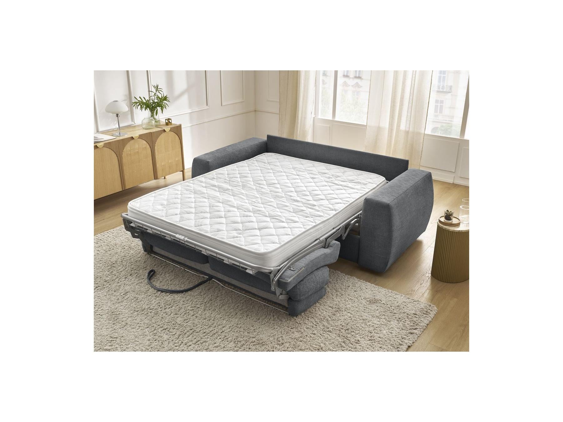 Hugo - Canapé Droit Convertible Ouverture Express - Tissu Texturé - 140X190