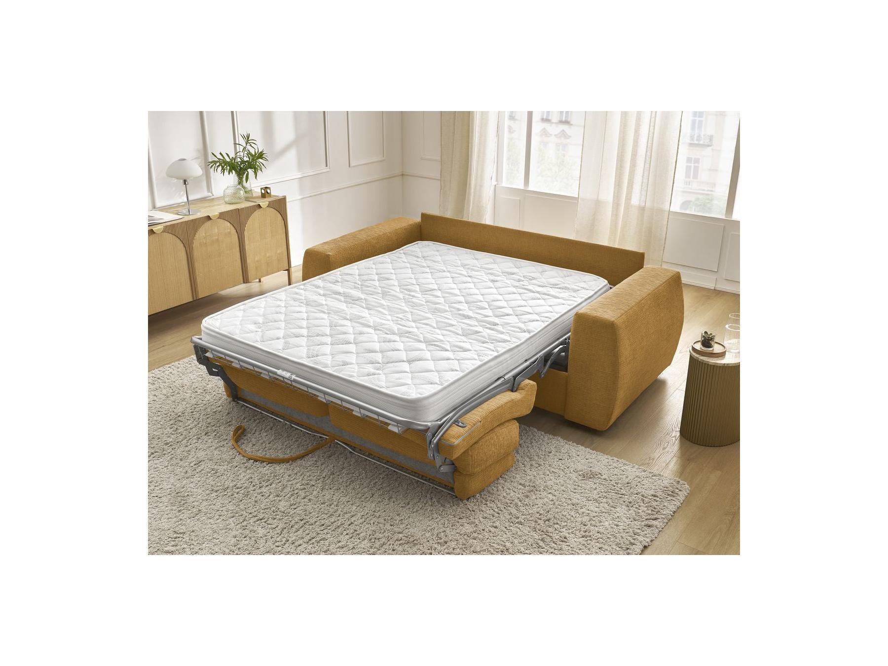 Hugo - Canapé Droit Convertible Ouverture Express - Tissu Texturé - 140X190