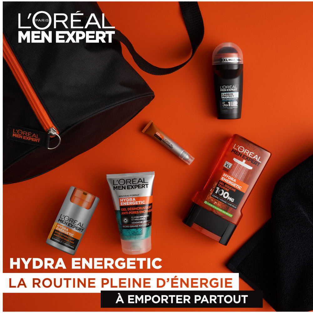 Men Expert Hydra Energetic Bag 5 Products Moisturizing Care + Scrubbing Gel + Eye Care + Shower Gel + Anti-Trans