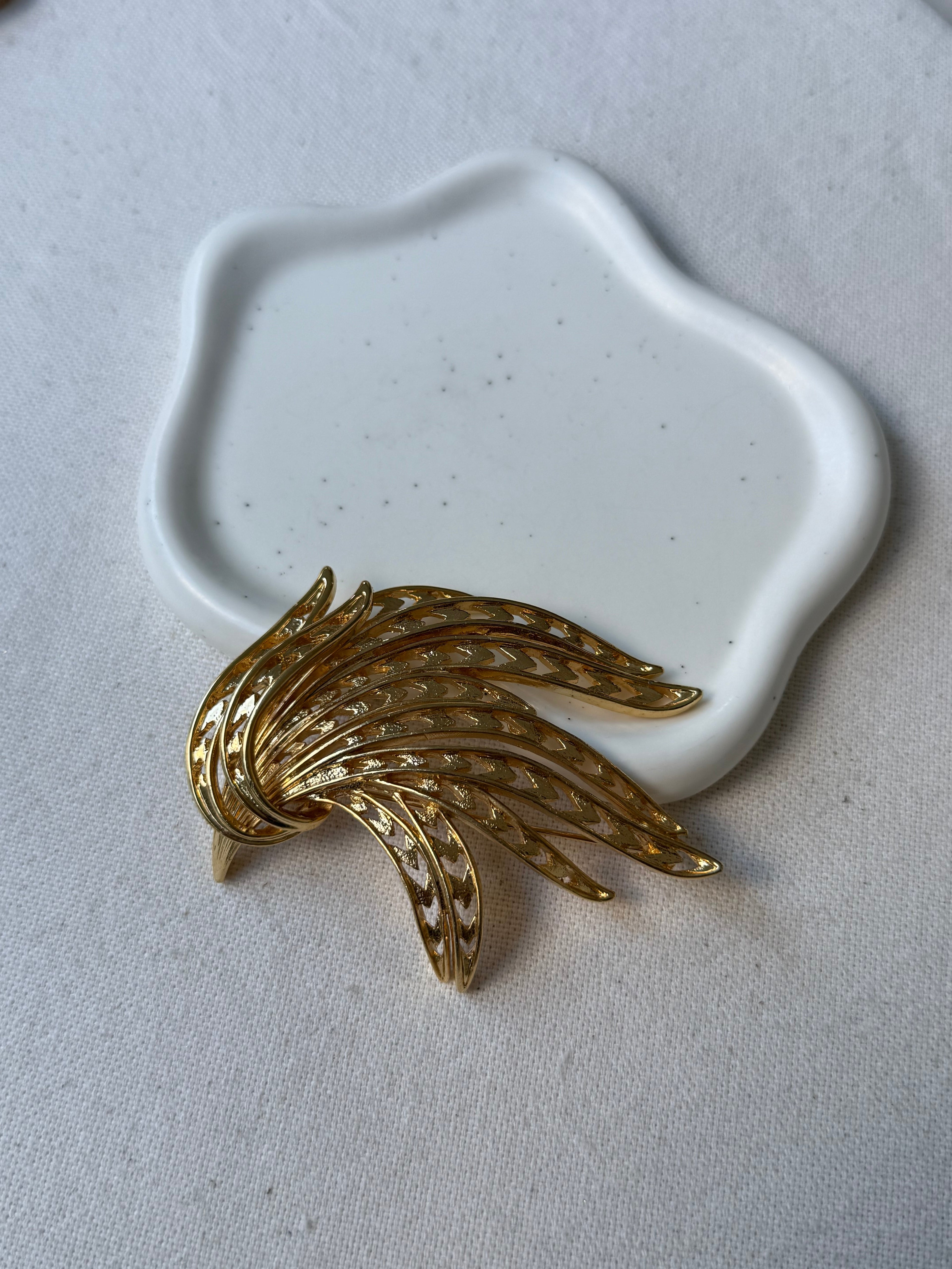 Vintage Monet Brooch - Golden Leaf