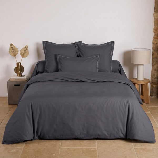 Uni Percale - Housse Couette - Percale De Coton - Anthracite