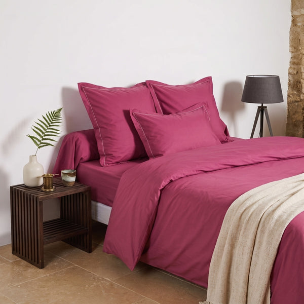 Uni Percale - Housse Couette - Percale De Coton - Framboise