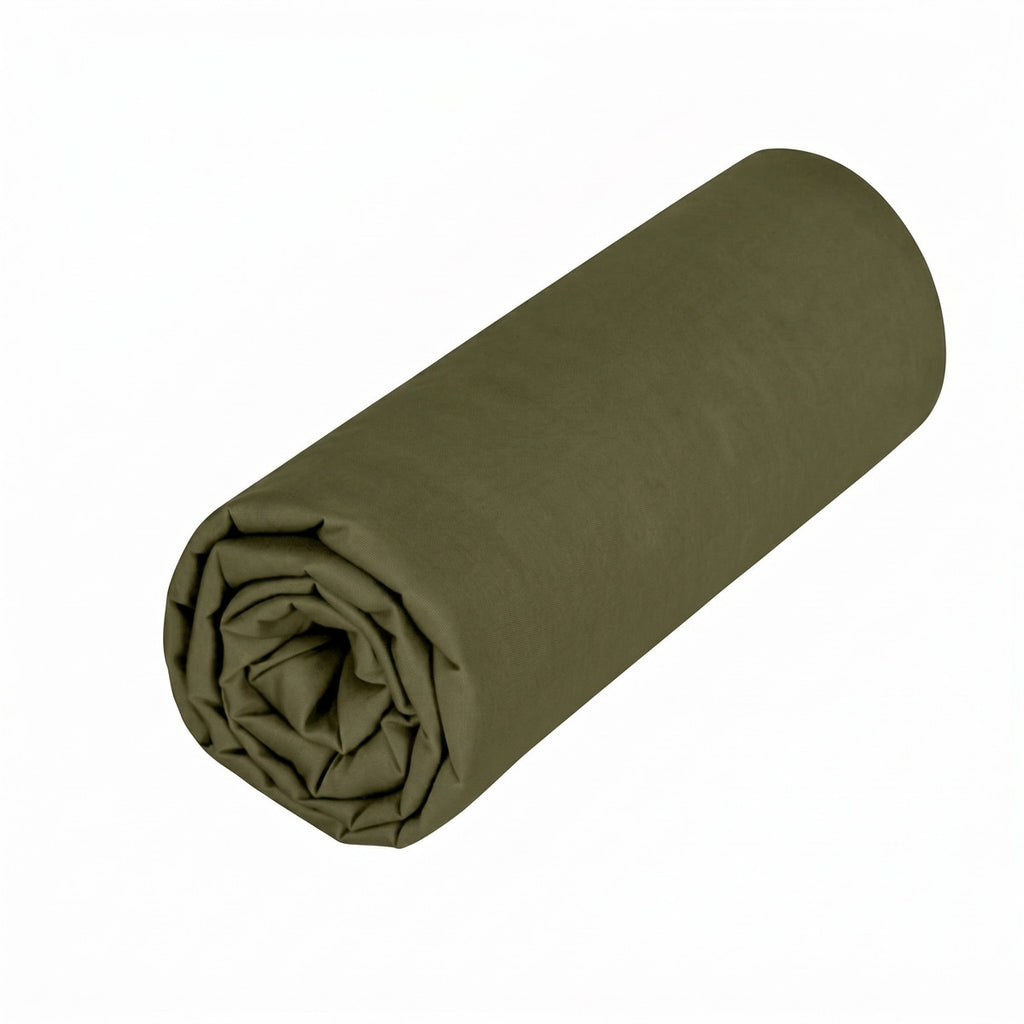 Uni Percale - Drap Housse Double - Vert Kaki