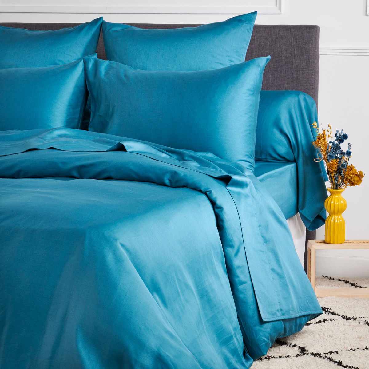 Douce Nuit - Drap Housse - Bleu Paon