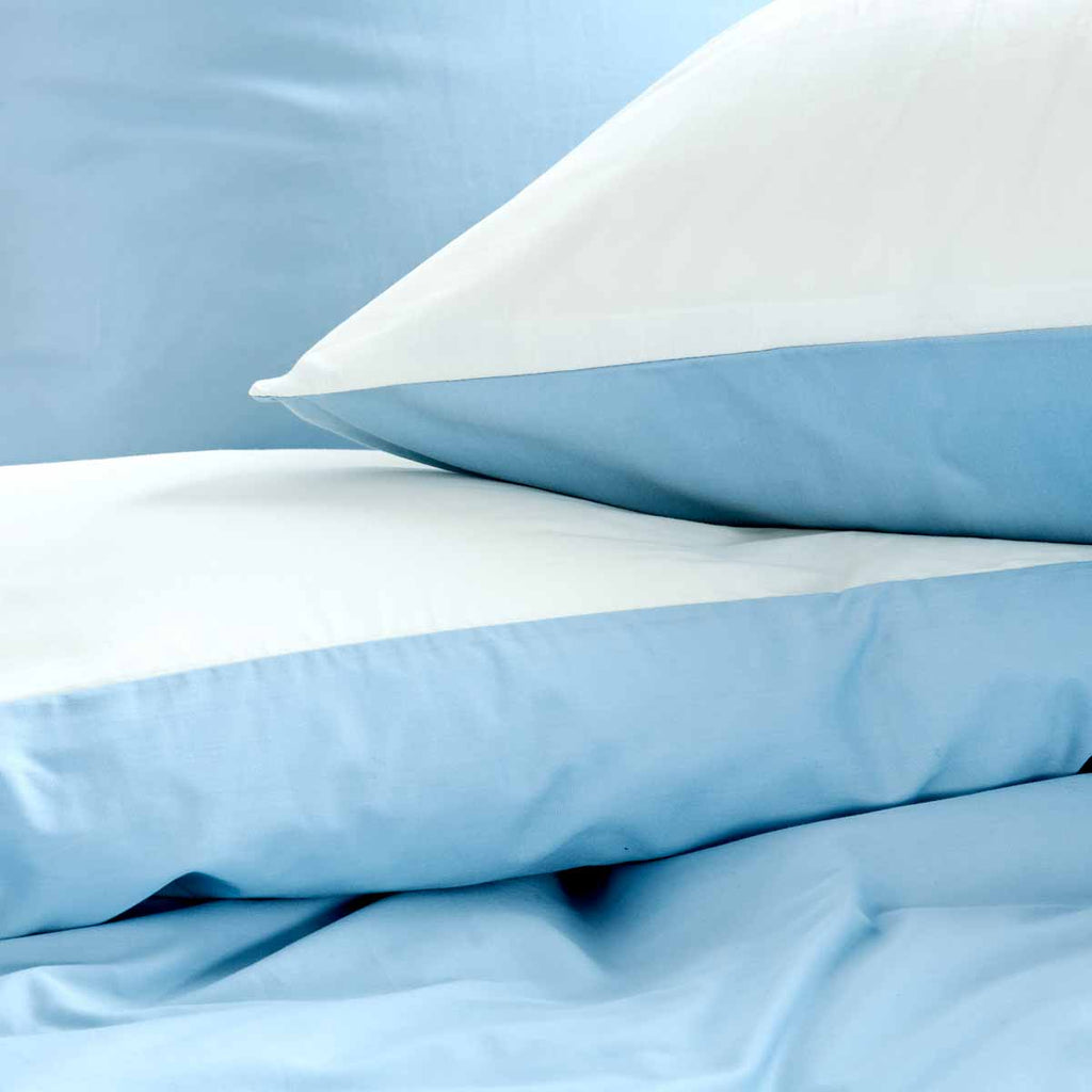 Parure De Lit - Housse De Couette Réversible - Bicolore Bleu/Ivoire