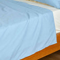 Parure De Lit - Drap Plat - Bicolore Bleu/Ivoire