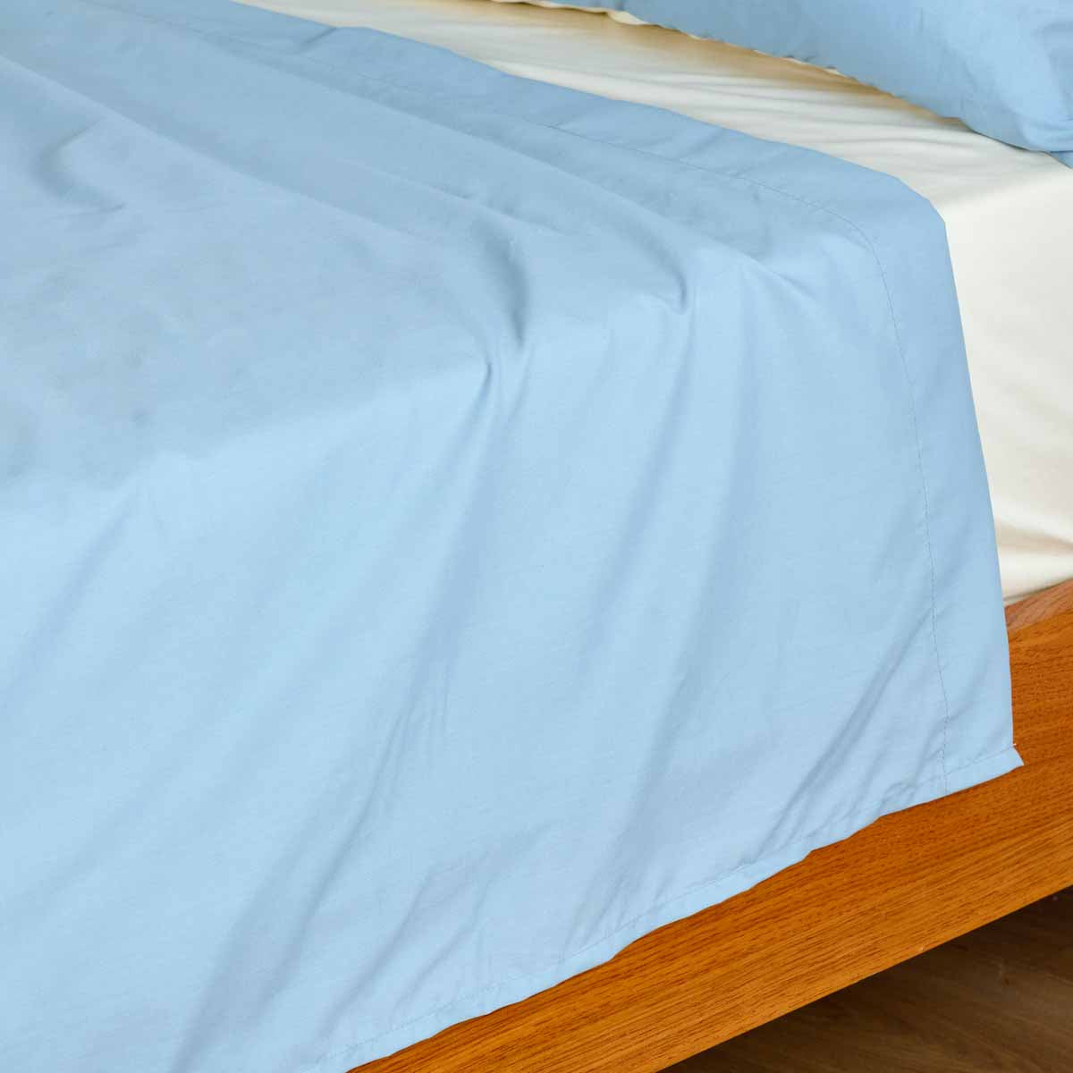 Parure De Lit - Drap Plat - Bicolore Bleu/Ivoire