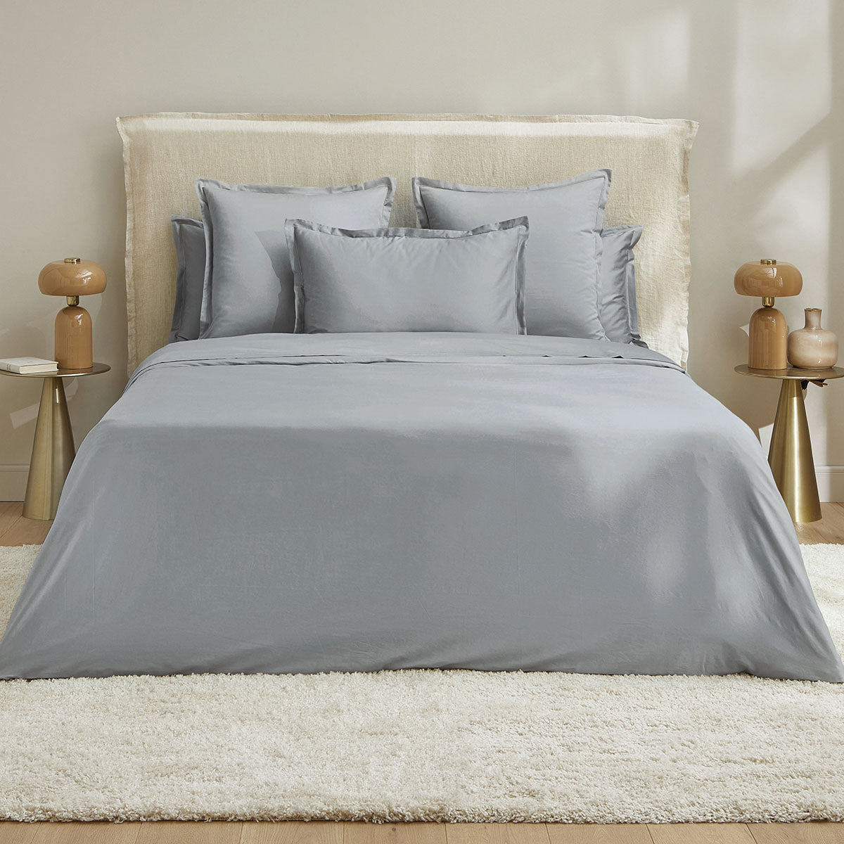 Satin Uni - Housse de Couette - Gris