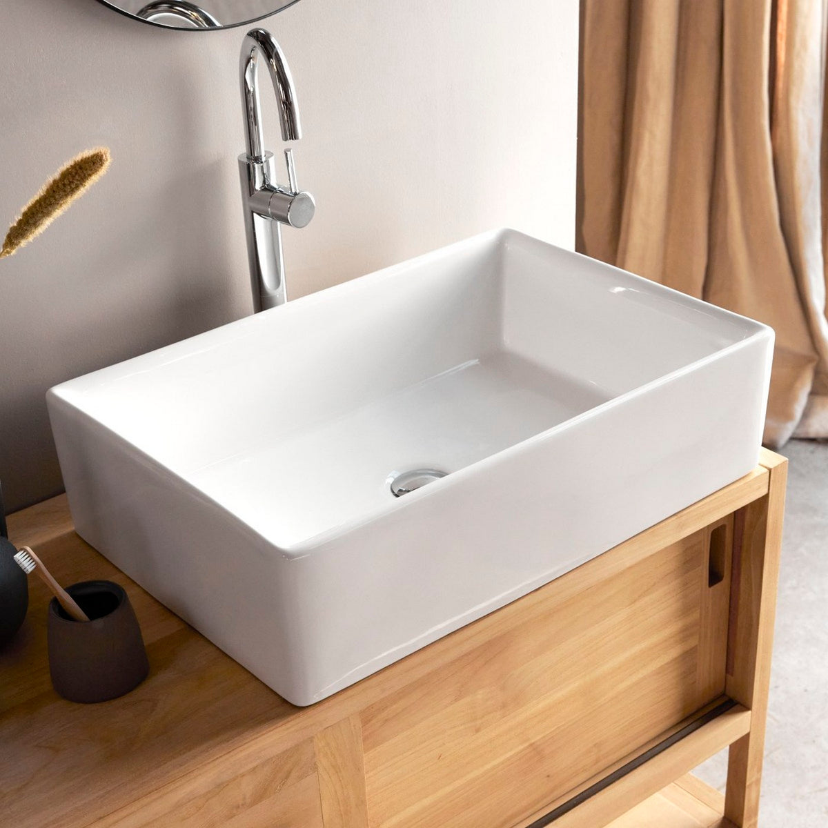 Ema - Lavabo Rectangular - Cerámica - Blanco