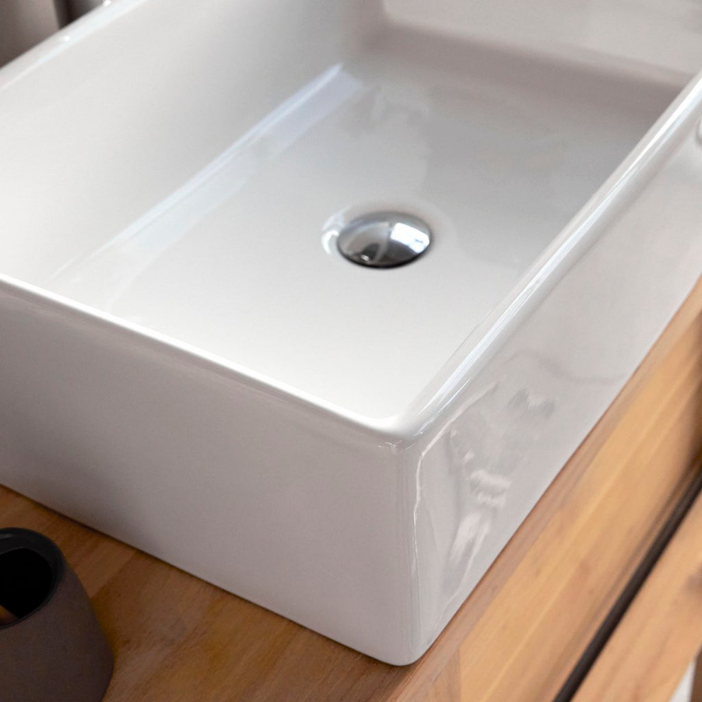 Ema - Lavabo Rectangular - Cerámica - Blanco