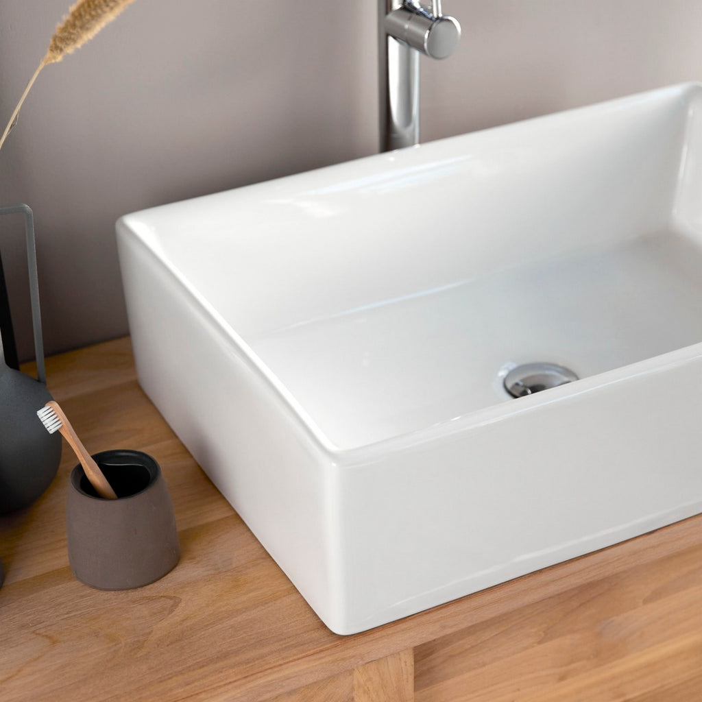 Ema - Lavabo Rectangular - Cerámica - Blanco