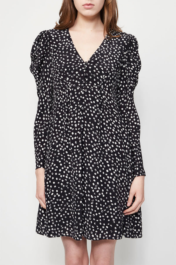 The Kooples - Vestido Corto Manga Larga - Azul Marino / Blanco - Mujer