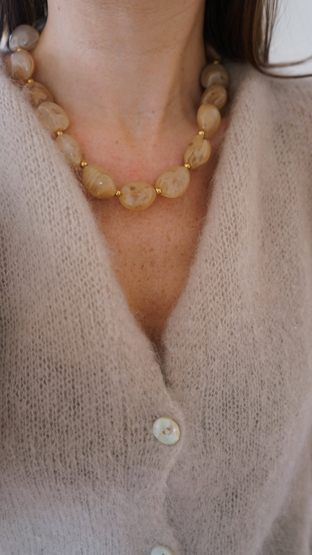 Collar Solal Con Cuentas Beige