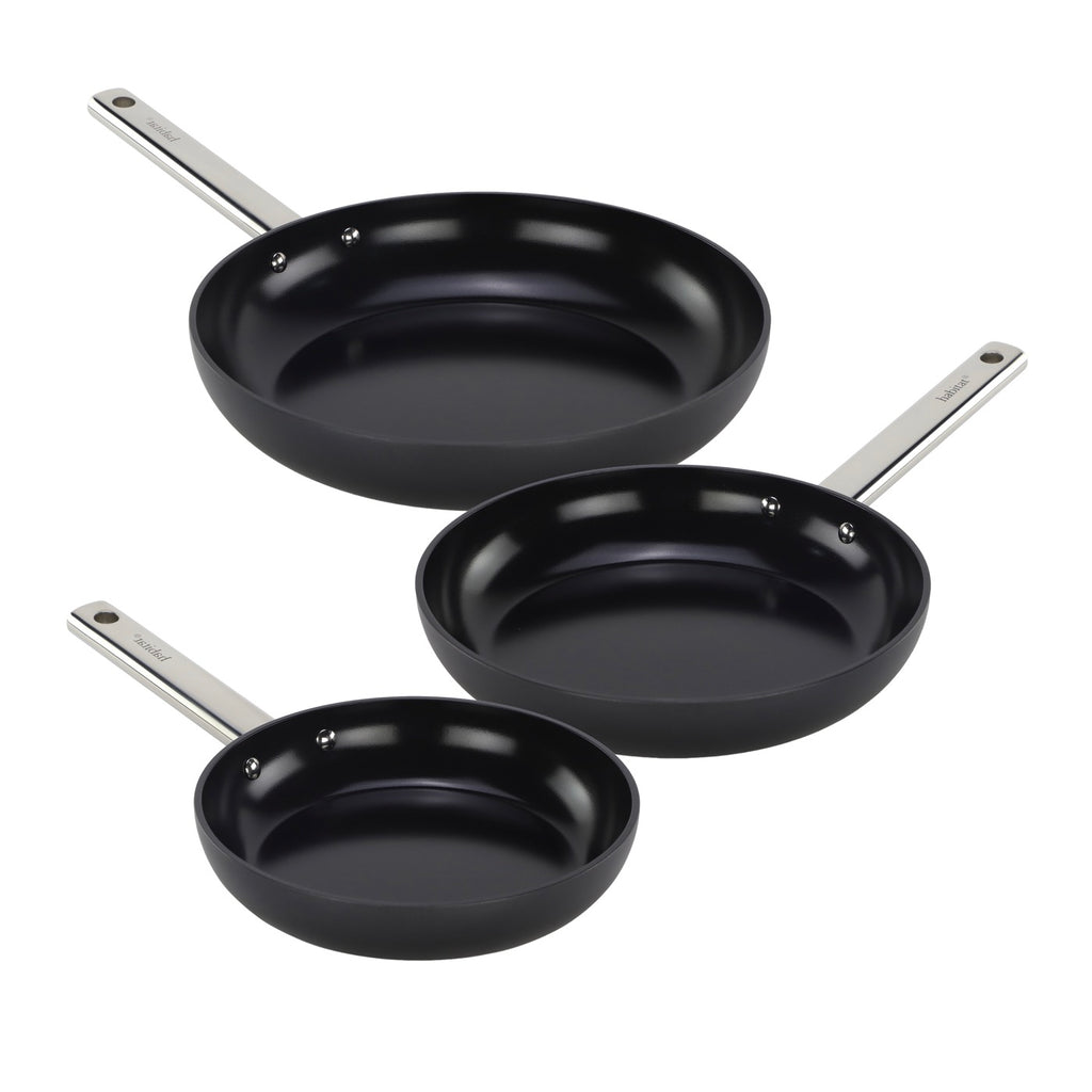 Eternel - Set De 3 Poeles - 20/24/28cm -  Aluminium Avec Revêtement Céramique - Full Induction - Noir