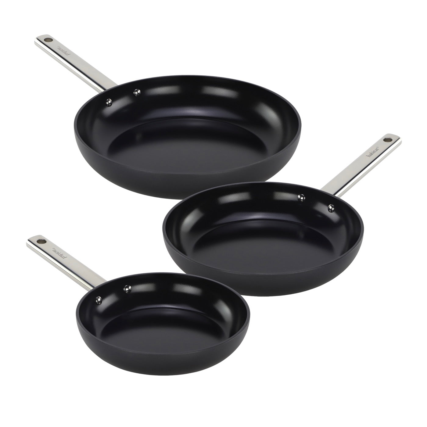 Eternel - Set De 3 Poeles - 20/24/28cm -  Aluminium Avec Revêtement Céramique - Full Induction - Noir