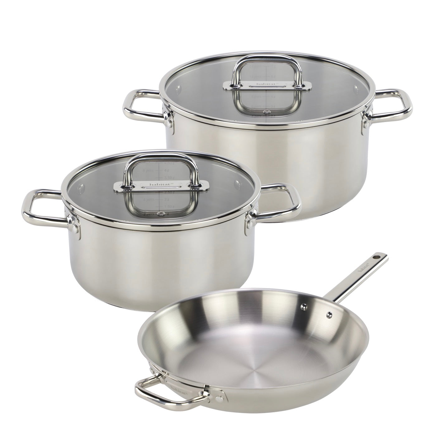 Serenis - Set De 5 Pièces En Inox - 24/28/32cm - Argenté